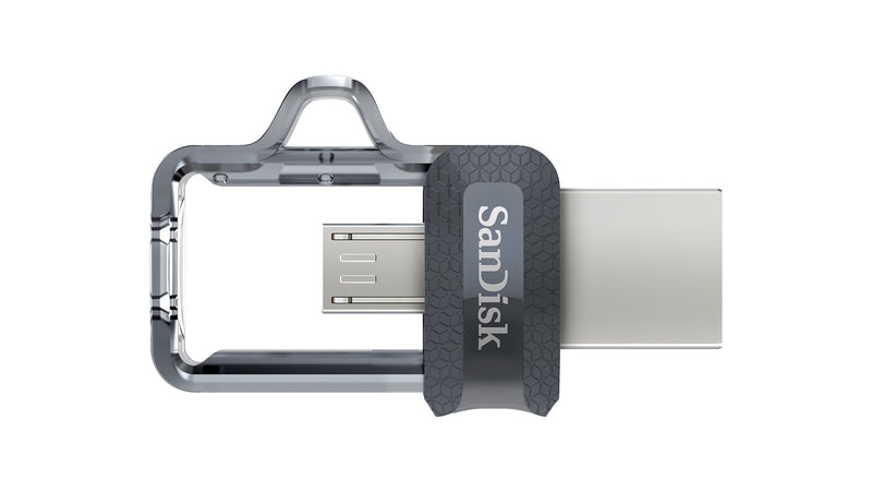 SanDisk Ultra Dual m3.0 USB flash drive 128 GB USB Type-A / Micro-USB 3.2 Gen 1 (3.1 Gen 1) Black, Silver, Transparent