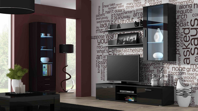 Cama hanging display cabinet SOHO black/black gloss