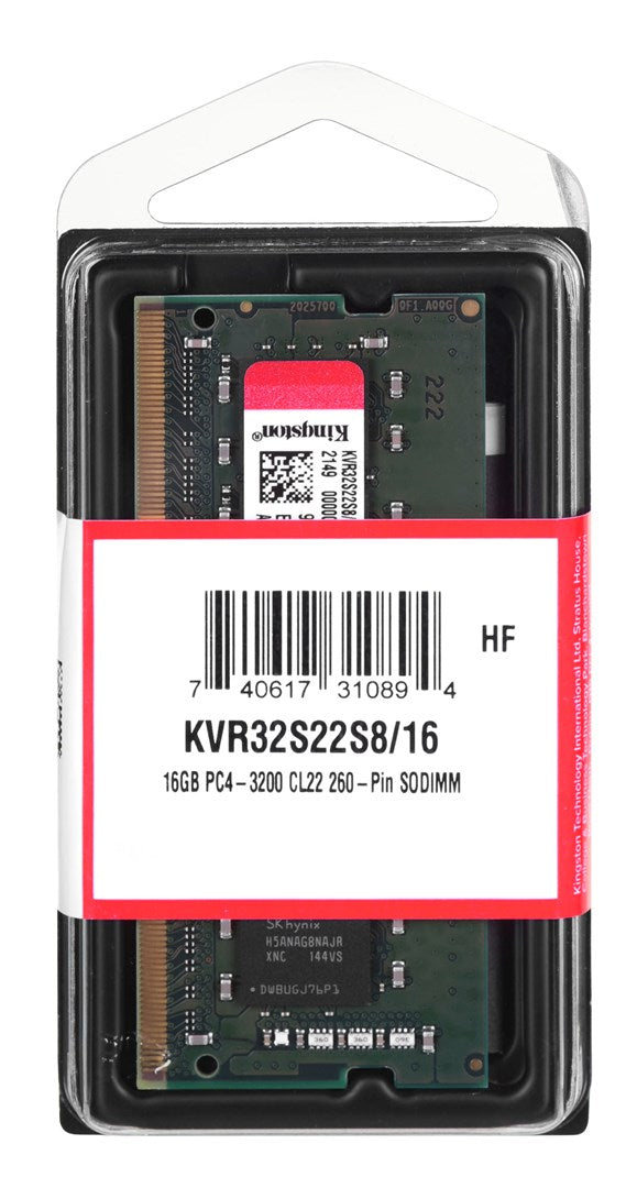 Kingston ValueRAM - DDR4 - module - 16 GB - SO-DIMM 260-pin - 3200 MT/s / PC4-25600 - CL22 - 1.2 V - unbuffered - non-ECC - for Intel Next Unit of Com