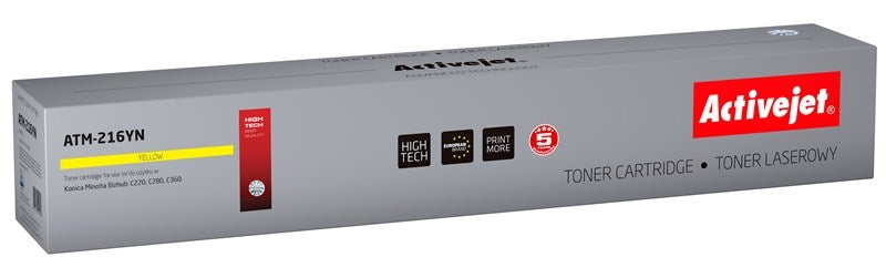 Activejet ATM-216YN Toner für Konica Minolta Drucker; Konica Minolta TN216Y Ersatz; Supreme; 26000 Seiten; Gelb
