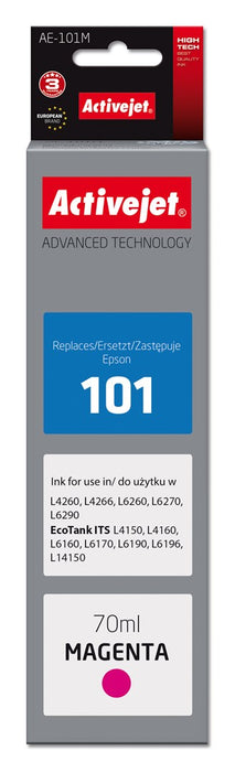 Activejet AE-101M Ink Bottle (Replacement, Epson 101; Supreme; 70 ml; Magenta)