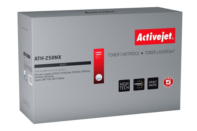 Activejet ATH-250NX toner (replacement for HP 504X CE250X, Canon CRG-723HB; Supreme; 10500 pages; black)