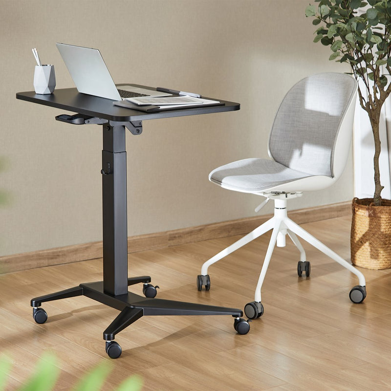 Maclean MC-453 B Mobile Laptop Desk with Pneumatic Height Adjustment, Laptop Table with Wheels, 80 x 52 cm, Max. 8 kg, Height Adjustable Max. 109 cm (