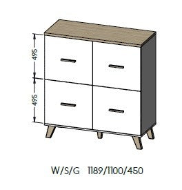Cama sideboard LOTTA 110 4D white + sonoma oak