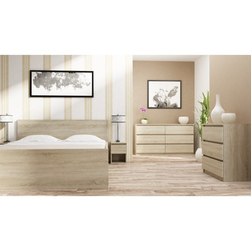 Topeshop M2 SONOMA Table de chevet 2 tiroirs Chêne