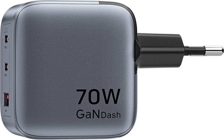 Vention 70W GaN PD Charger 1x USB-A 2x USB-C BK