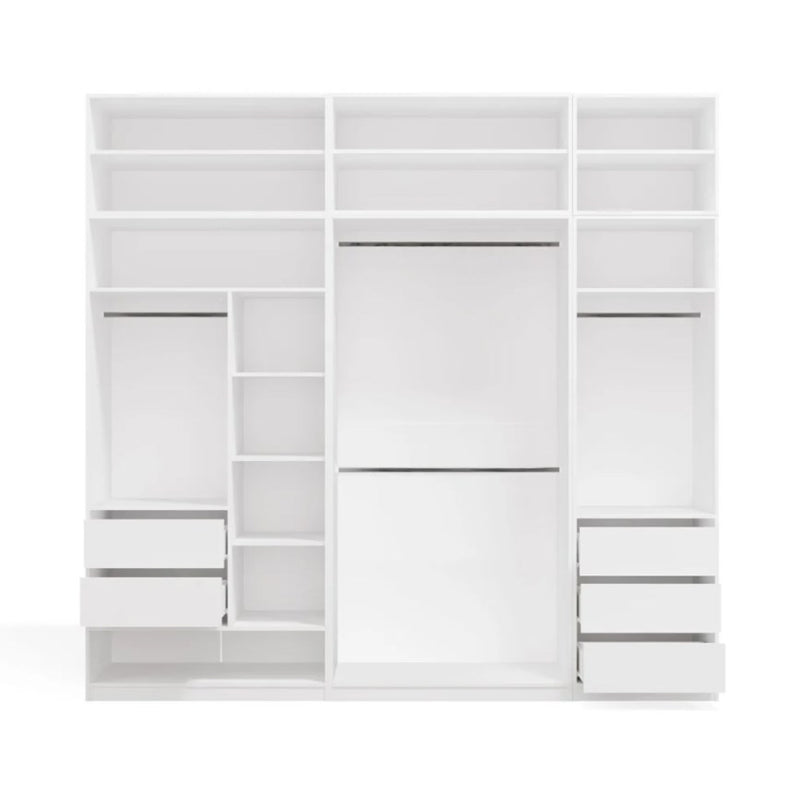 OPENO Modular Wardrobe SET 260/250 WHITE Drawers, Hanging Rails, Shelves – Large – For the Bedroom