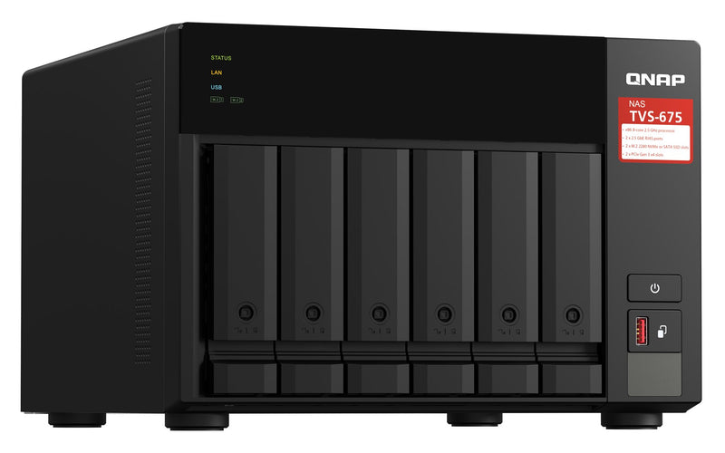 QNAP TVS-675 NAS Tower ZhaoXin KaiXian KX-6000 KX-U6580 8 GB DDR4 0 TB QuTS hero Schwarz