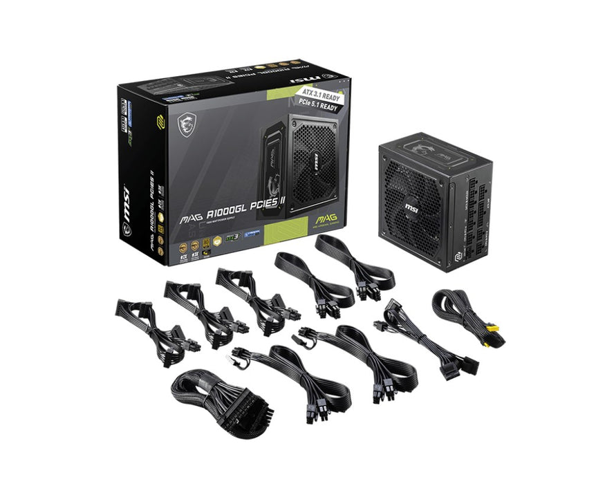 MSI MAG A1000GL PCIE5 II power supply unit 1000 W 24-pin ATX ATX Black