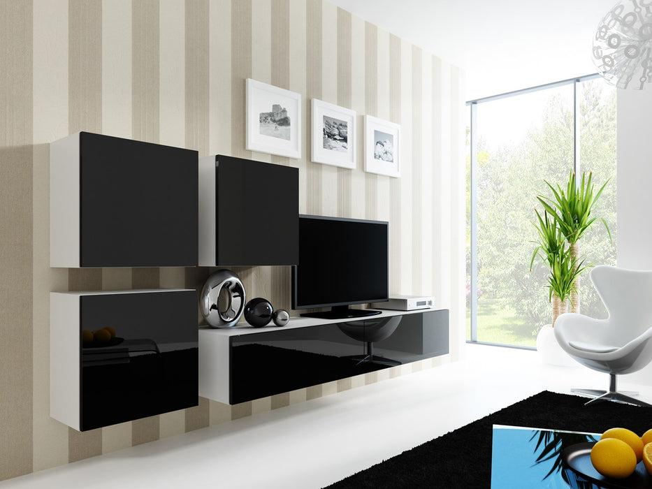 Cama Living room cabinet set VIGO 23 white/black gloss