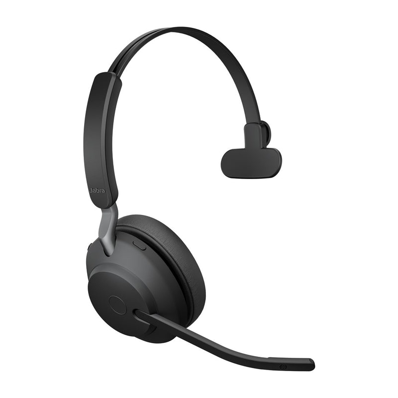 Jabra Evolve2 65 UC Mono - Headset - on-ear - convertible - Bluetooth - wireless - USB-A - noise isolating - black - with charging stand