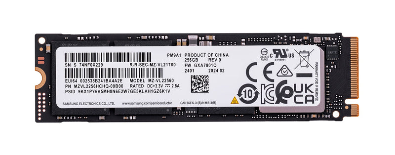 SSD Samsung PM9A1 256GB Nvme PCIe 4.0 M.2 (22x80) MZVL2256HCHQ-00B00