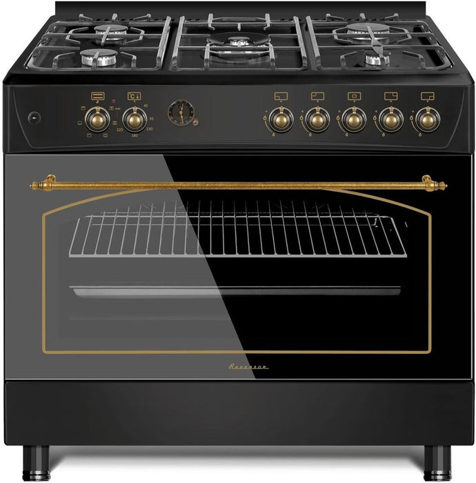 Ravanson KWGE-K90-6 TOP CHEF cooker Freestanding cooker Electric Gas Black