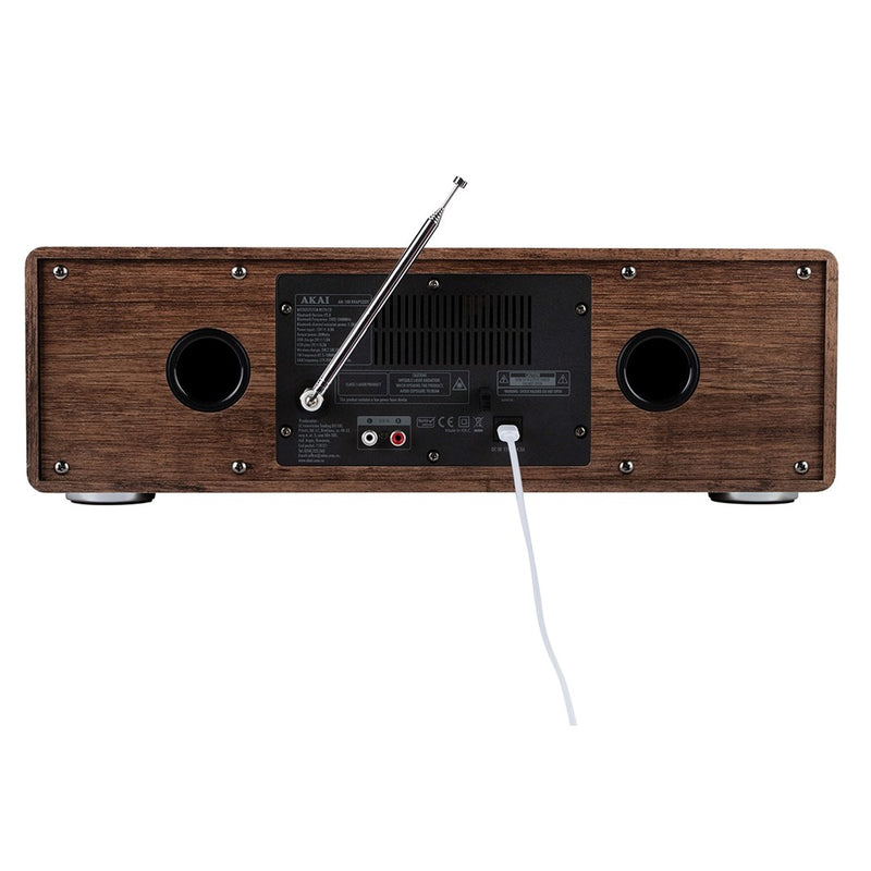 AKAI AM-100 RHAPSODY Stereoanlage 30W RMS, Bluetooth 5.0, DAB+/FM, CD/USB, AUX, Braun Schwarz