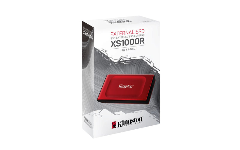 Kingston XS1000 - SSD - 1 TB - external (portable) - USB 3.2 Gen 2 (USB-C connector) - red