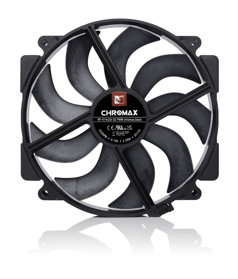 NF-A14x25r G2 PWM chromax.black - Next-gen round 140mm fan (black)