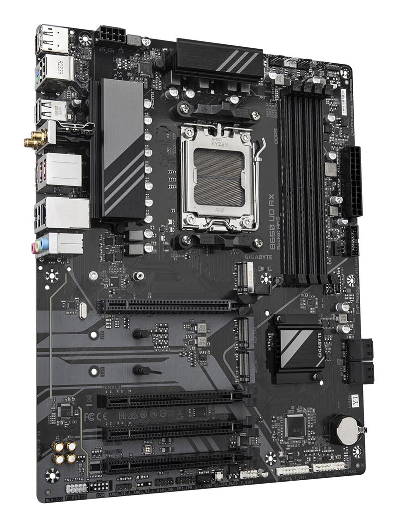 GIGABYTE B650 UD AX Motherboard - AMD Ryzen 9000 Series CPUs, 6+2+2 Phases VRM, up to 7600MHz DDR5 (OC), 1xPCIe 5.0 + 2xPCIe 4.0 M.2, GbE LAN, WIFI 6,