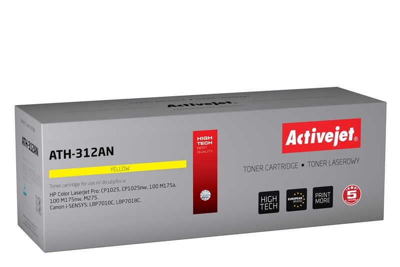 Activejet ATH-312AN Toner (ersetzt Canon, HP 126A CRG-729Y, CE312A; Premium; 1000 Seiten; Gelb)