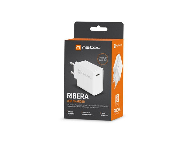 NATEC NETWORK CHARGER RIBERA USB-C 20W PD WHITE