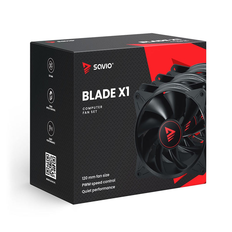 SAVIO Fan Set BLADE X1 SET 3 x 120mm 4-pin PWM black