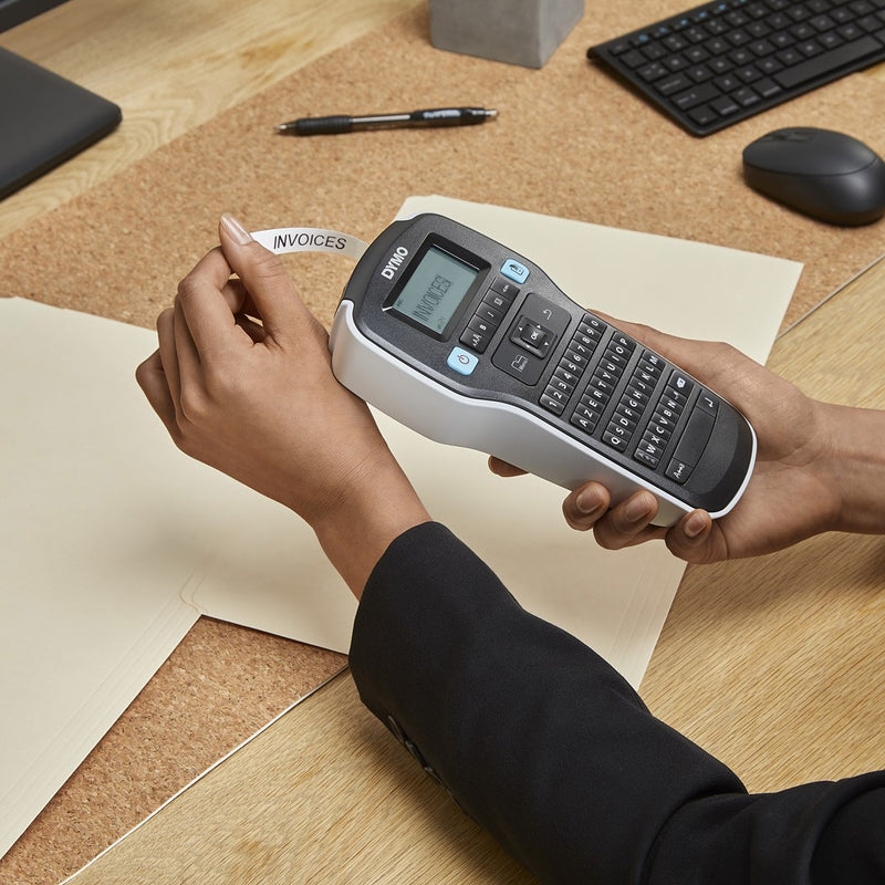 DYMO LabelManager 160 Label Maker Starter Kit with 3 rolls of D1 Label Tape | Handheld Label Printer Machine | QWERTY Keyboard | Ideal for Office or H