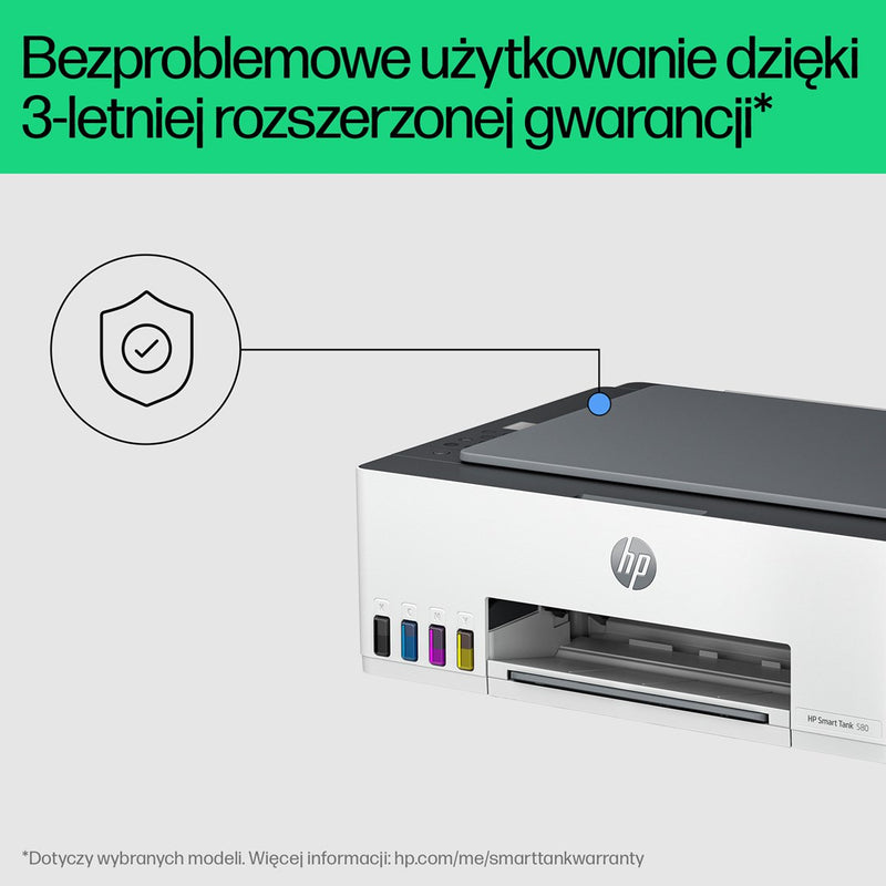HP Smart Tank 580 All-in-One Printer, Home and home office, Print, copy, scan, Wireless; High-volume printer tank; Print from phone or tablet; Scan to