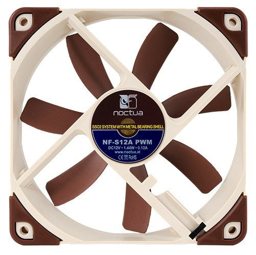 Noctua NF-S12A PWM Composant de refroidissement pour ordinateur Ventilateur de boîtier PC 12 cm Marron