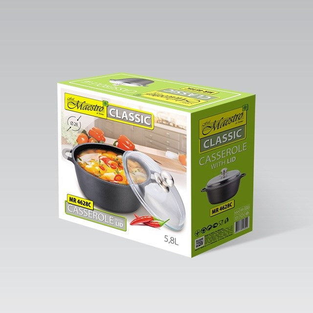 Maestro MR-4628C Pot with lid 28 cm 5,8 l Black