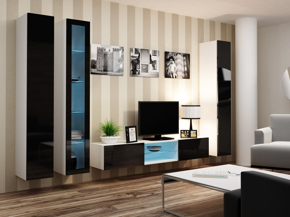 Cama Living room cabinet set VIGO 17 white/black gloss