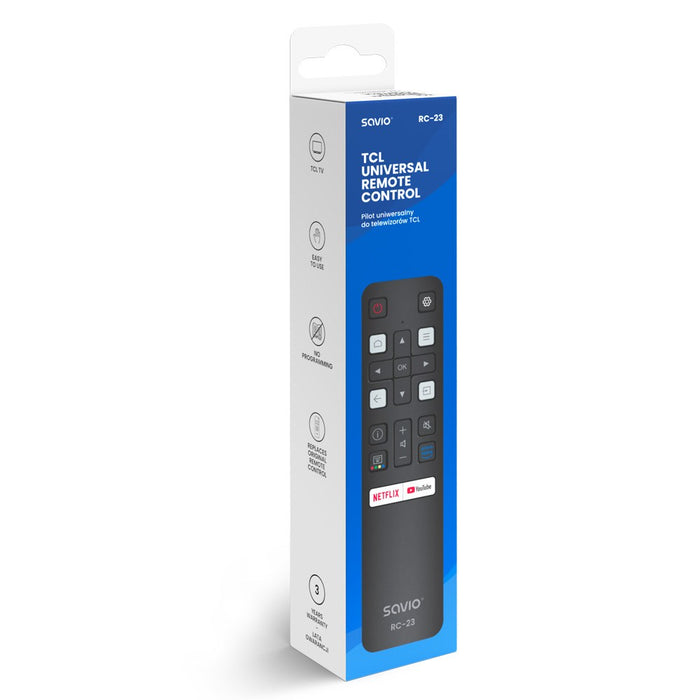 SAVIO RC-23 Universal / Replacement Remote Control for TCL TV