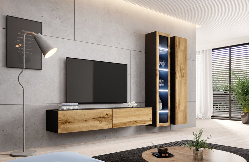 Cama glass-case VIGO '180' 180/40/30 black/wotan oak