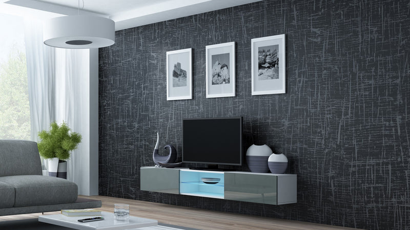 Cama TV stand VIGO GLASS 30/180/40 white/grey gloss