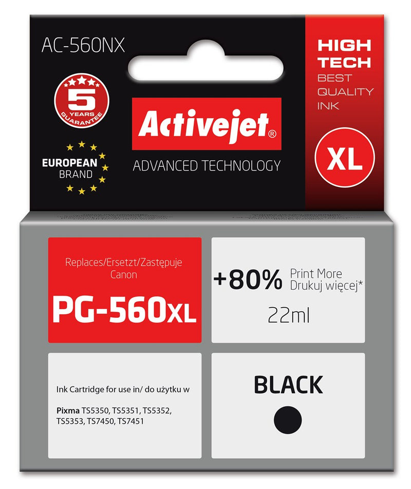 Activejet AC-560NX Tinte (Ersatz für Canon PG-560XL; Supreme; 22 ml; schwarz)