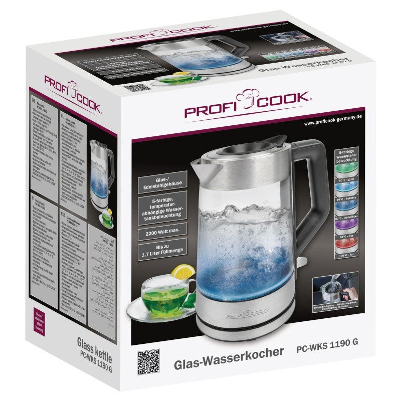 Bouilloire électrique en verre Proficook PC-WKS 1190 G
