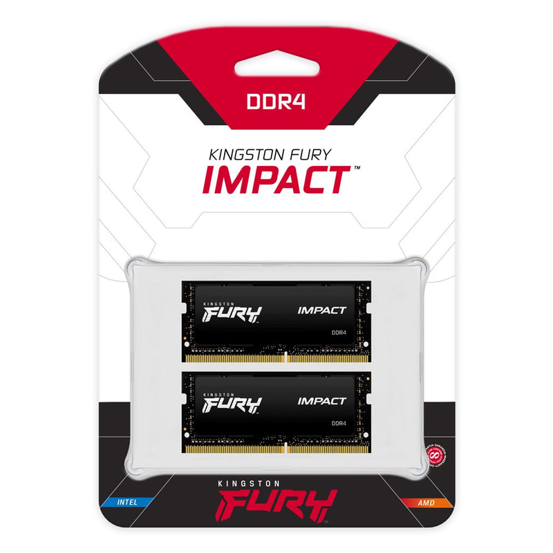 Kingston Fury Impact - DDR4 - Kit - 64 GB 2 x 32 GB - SO DIMM 260-pin - 3200 MHz - 64 GB - DDR4 (KF432S20IBK2/64)