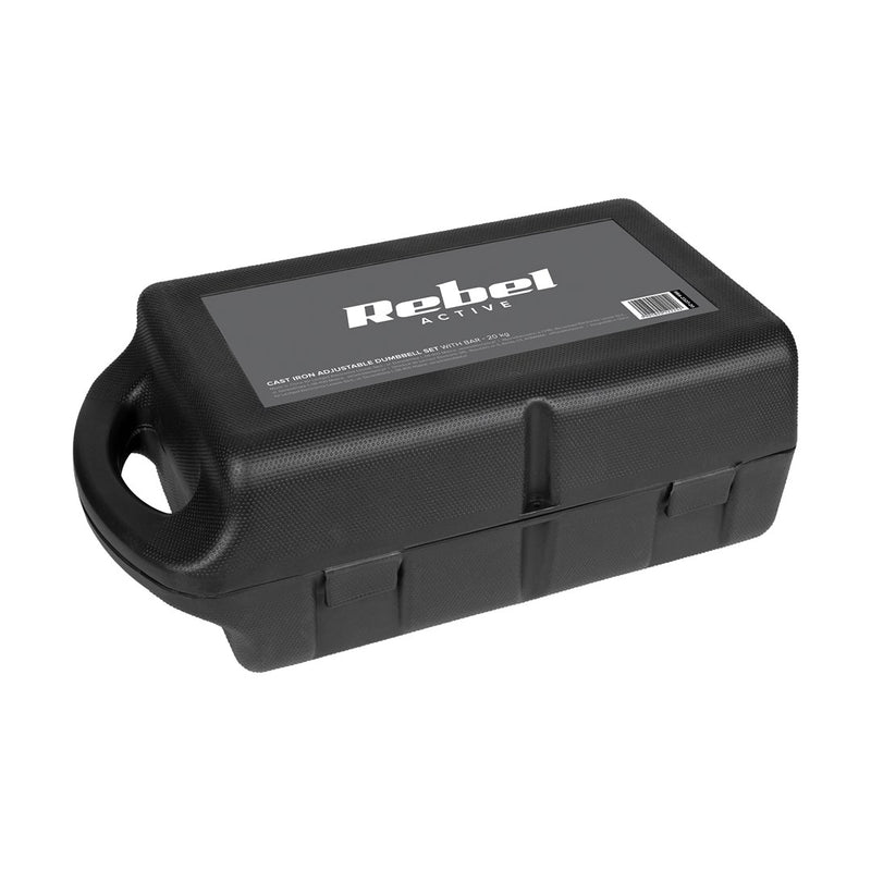 REBEL ACTIVE Adjustable dumbbells in a case 20 kg with a bar