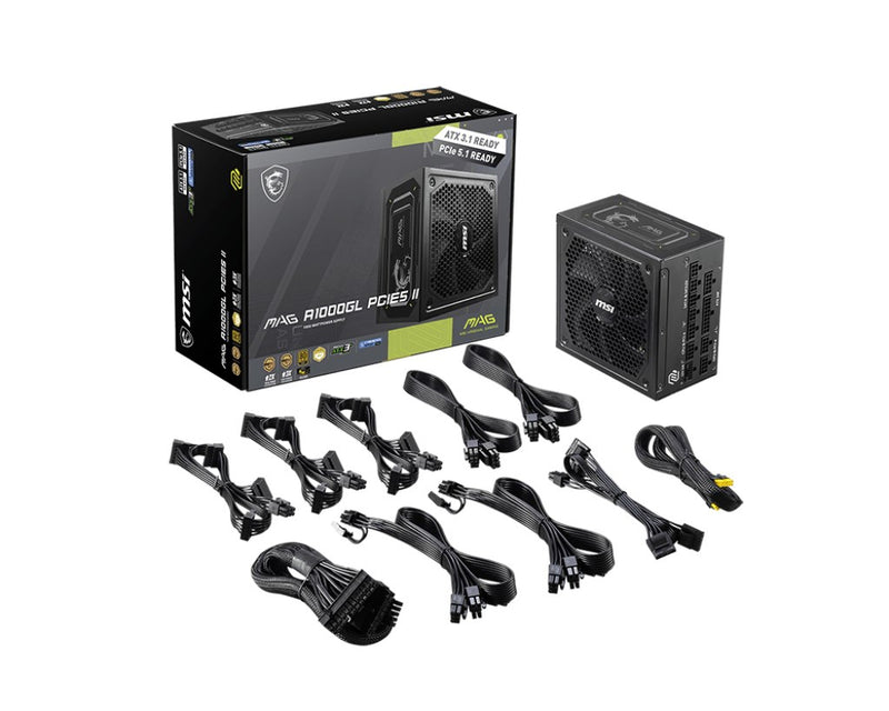MSI MAG A1000GL PCIE5 II power supply unit 1000 W 24-pin ATX ATX Black