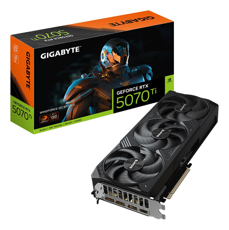GIGABYTE GeForce RTX 5070 Ti WINDFORCE OC SFF 16G Graphics Card - 16GB GDDR7, 256bit, PCI-E 5.0, 2497 MHz Core Clock, 3 x DP 2.1a, 1 x HDMI 2.1b, NVID