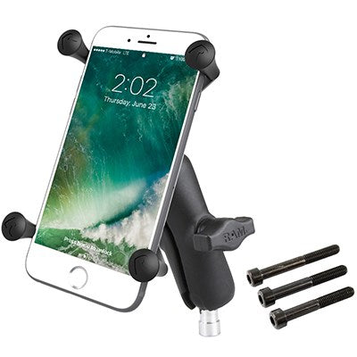 Support de téléphone grand modèle RAM Mounts X-Grip avec base de fixation pour guidon de moto