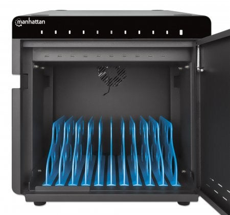 Manhattan iPad to 11" 10-bay Charging Cabinet Desktop via USB-C, Also other tablets and smartphones (with device to USB-C cable), Bays 264x22x235mm, D