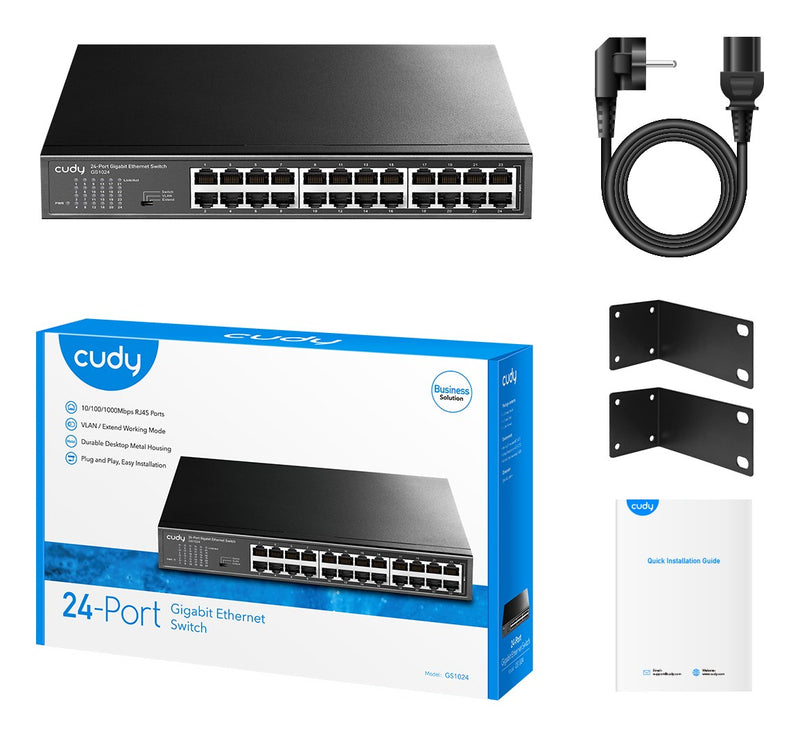 Switch réseau Cudy GS1024 Gigabit Ethernet (10/100/1000) non géré noir