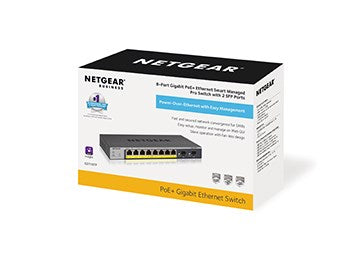 NETGEAR Smart GS110TPv3 - Switch - smart - 8 x 10/100/1000 (PoE) + 2 x SFP - desktop, wall-mountable - PoE+ (55 W) - DC power
