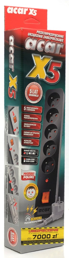 HSK DATA acar X5 Grey 5 AC outlet(s) 230 V 5 m