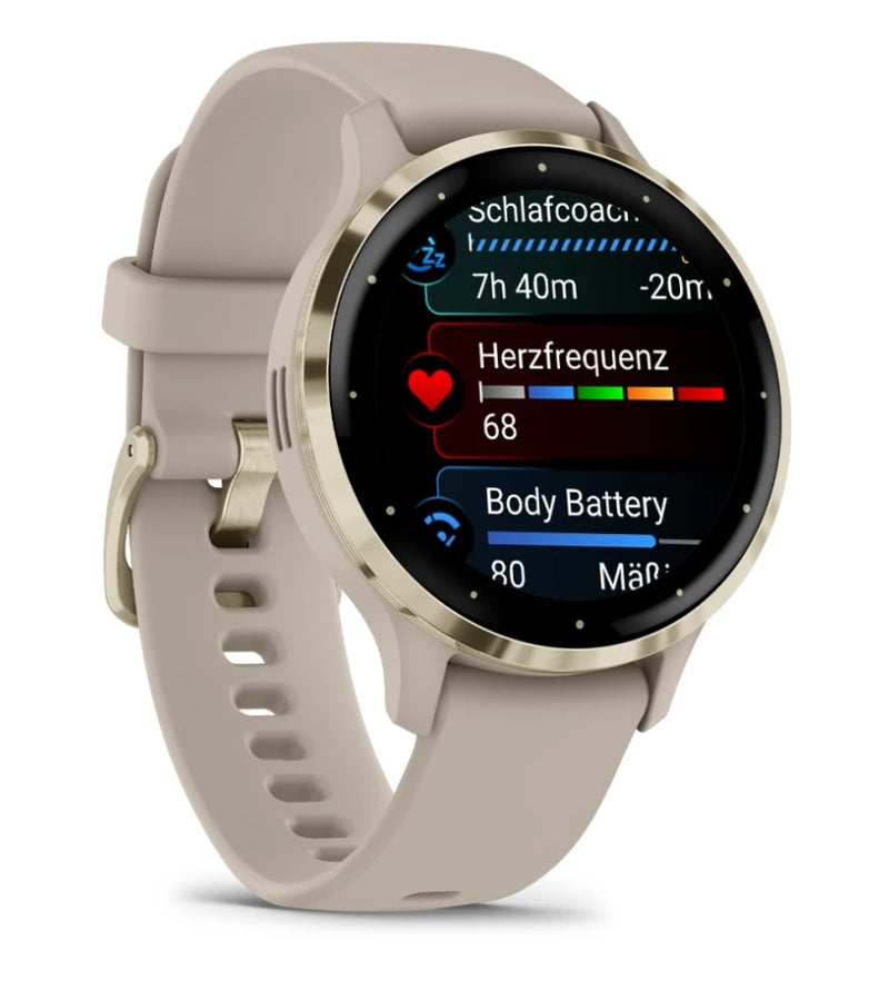 Garmin Venu 3S 3.05 cm (1.2") AMOLED 41 mm Digital 390 x 390 pixels Touchscreen Gold, Grey Wi-Fi GPS (satellite)