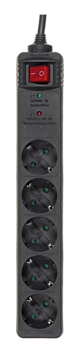 Gembird SPG5-C-10 surge protector Black 5 AC outlet(s) 250 V 3 m