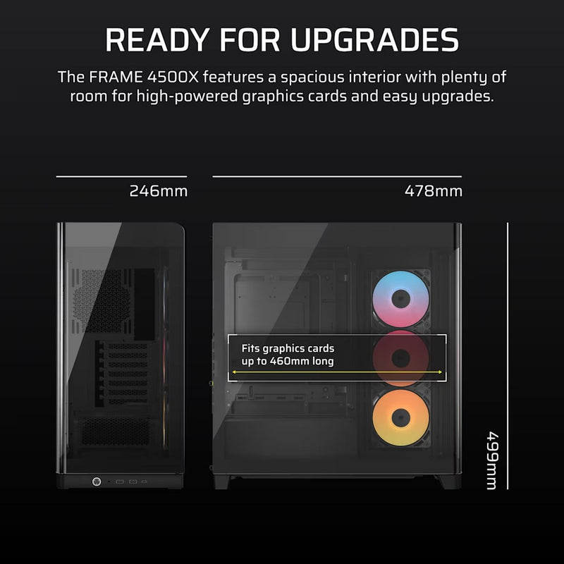 Corsair 4500X RS-R ARGB Verre trempé, Boîtier Moyen Tour, Noir