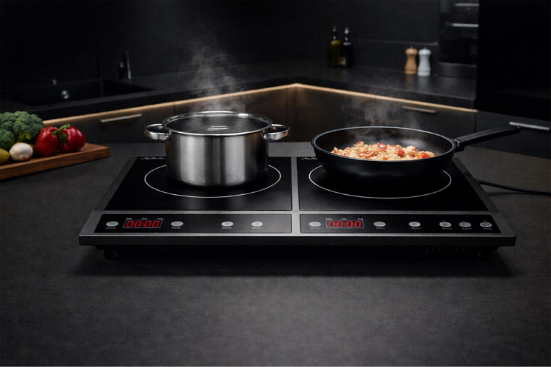 Induction cooker, two-burner adjustable hob, 2000W + 2000W BLOW
