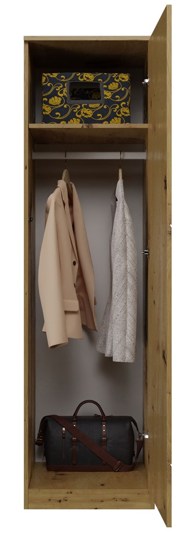 Topeshop SD-50 ARTISAN KPL Schlafzimmer-Kleiderschrank 5 Einlegeböden 1 Tür Eiche