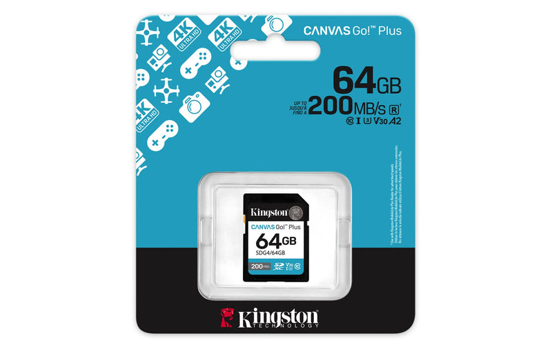 Kingston Technology Canvas Go! Plus 64GB SDXC Canvas Go Plus Gen4 200MB/s C10 UHS-I U3 V30