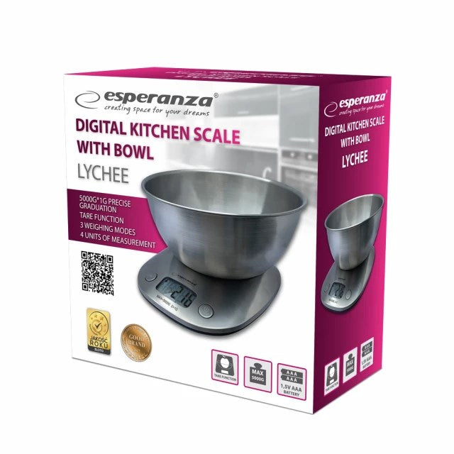 Esperanza LYCHEE Metallic Countertop Oval Electronic kitchen scale